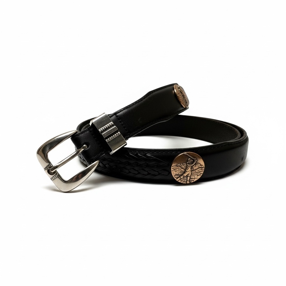 Brighton Onyx Black Leather Golf Belt Mens Size 46 Classic Preppy Vintage